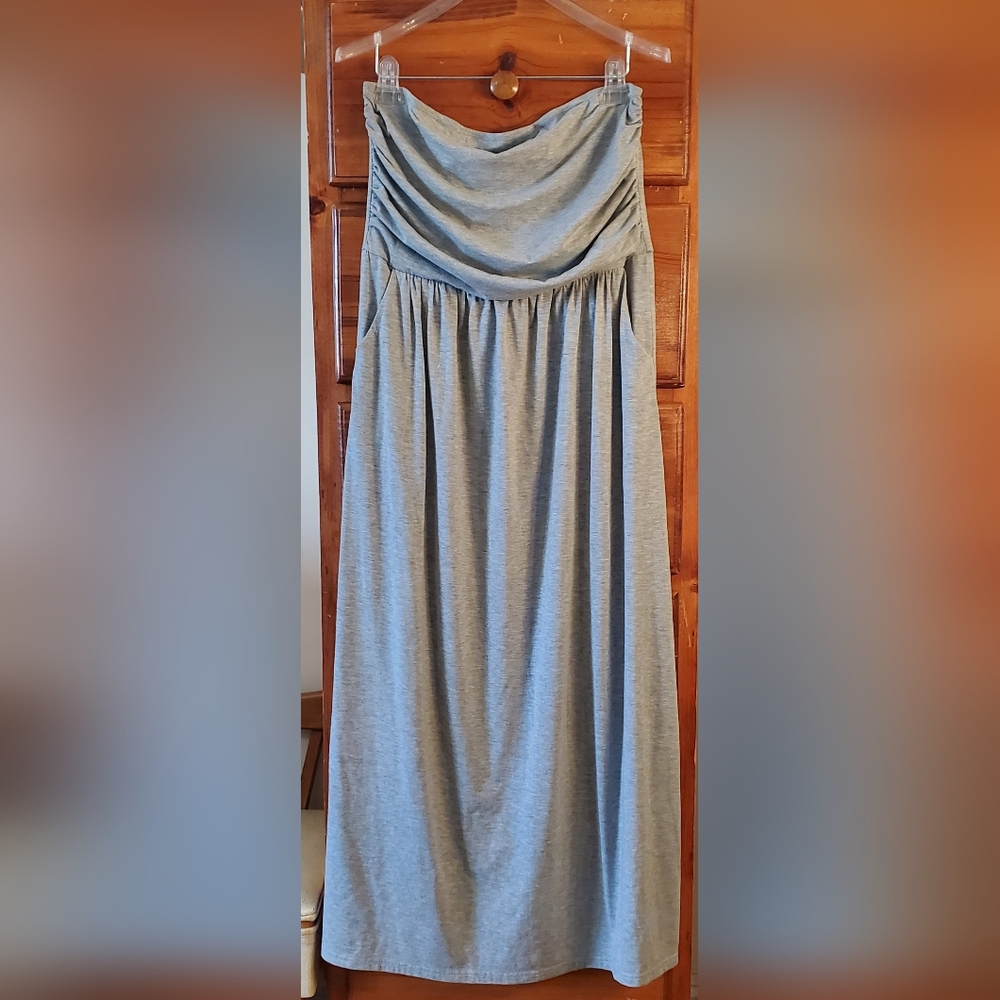 Grey , XL ,Grace Karin , strapless ruched sides ,maxi dress
